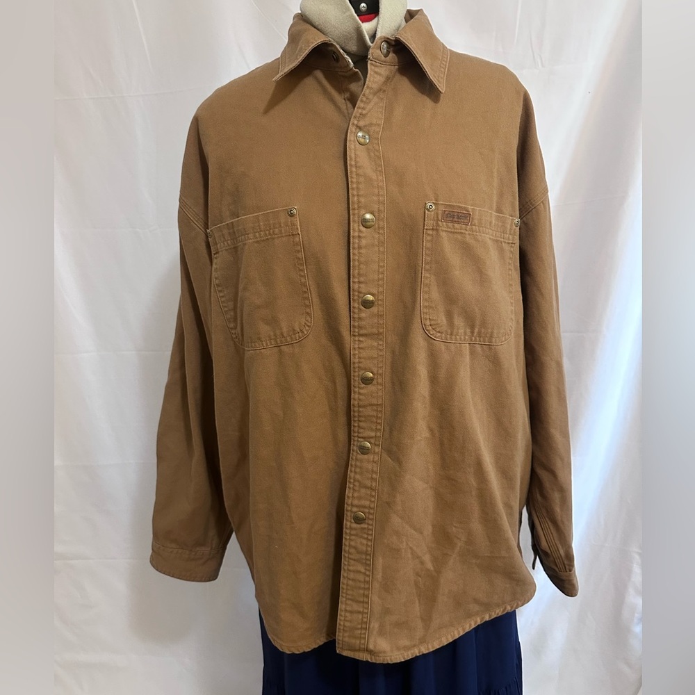 Carhartt Jacket Flannel Lined Brown Snap Up Vintage Workwear Barn Coat XL